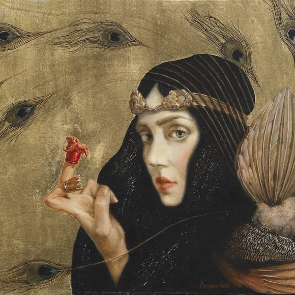 THE JESTER BENDS THE KING, 30x40cm, oil, canvas, gold leaf, 2016 (SOLD)